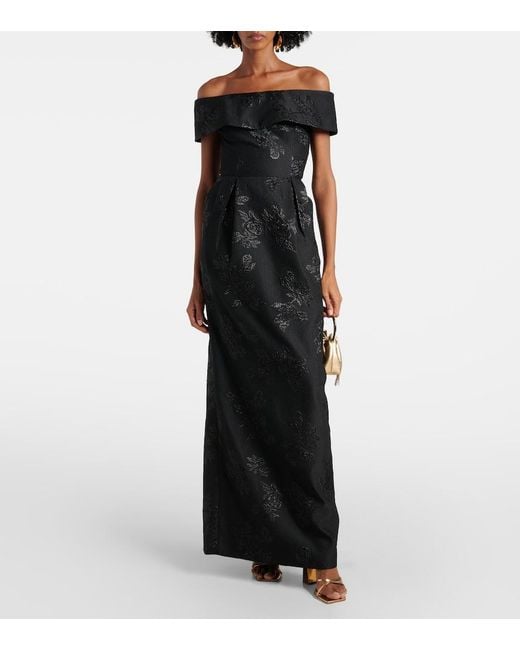 Rebecca Vallance Black Henrietta Brocade Bustier Gown