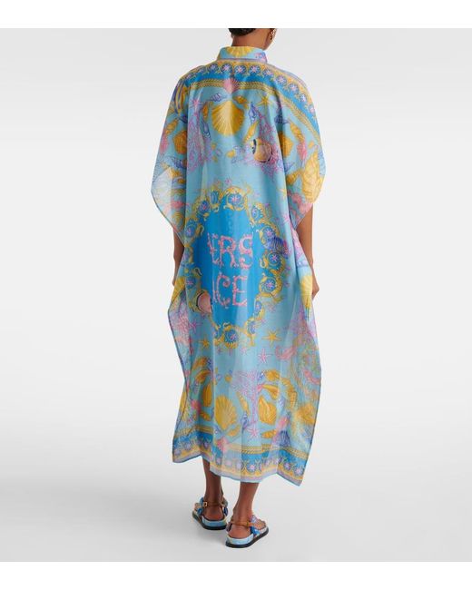 Beach Kaftan Dress Gold Beach Cover Up Dress Versace UNDERWATER BAROCCO  PRINT Beach Accessory Yellow/gold-