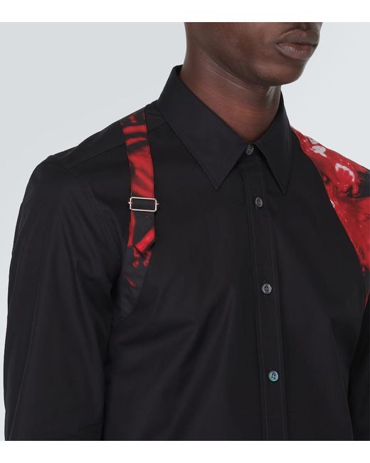 Camicia Harness in popeline di cotone di Alexander McQueen in Black da Uomo