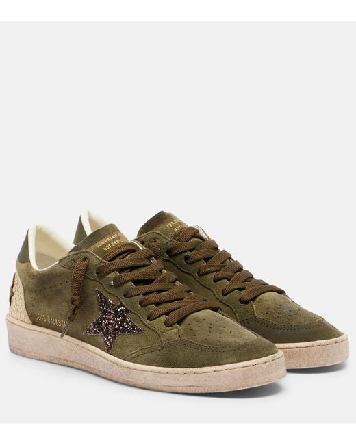 Golden Goose Deluxe Brand Brown Ball Star Glitter Suede Sneakers