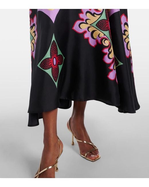 LaDoubleJ Multicolor Palazzo Placee Silk Twill Maxi Dress