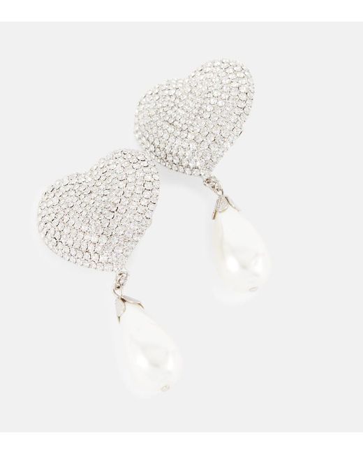 Orecchini clip-on con perle bijoux di Alessandra Rich in White
