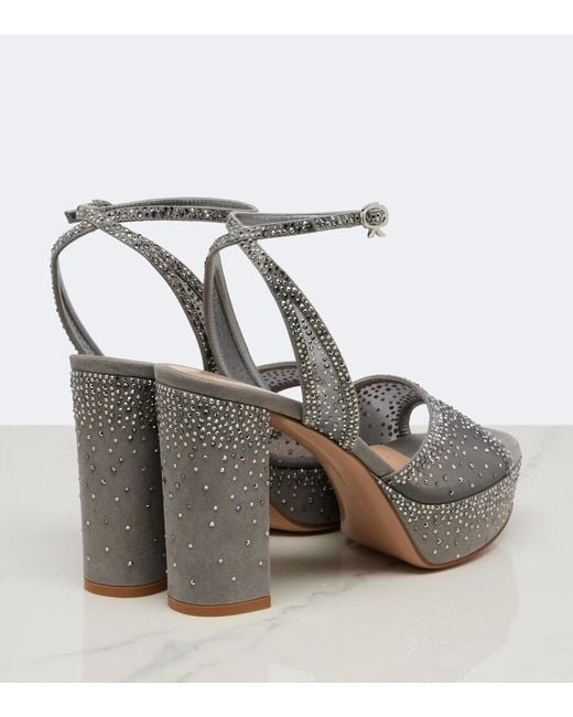 Gianvito Rossi Metallic Rania Embellished Organza Platform Sandals
