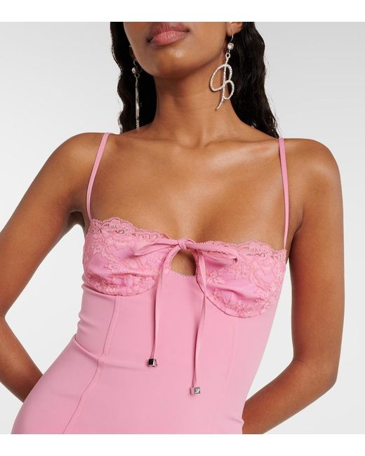 Blumarine Pink Lace-Trimmed Minidress