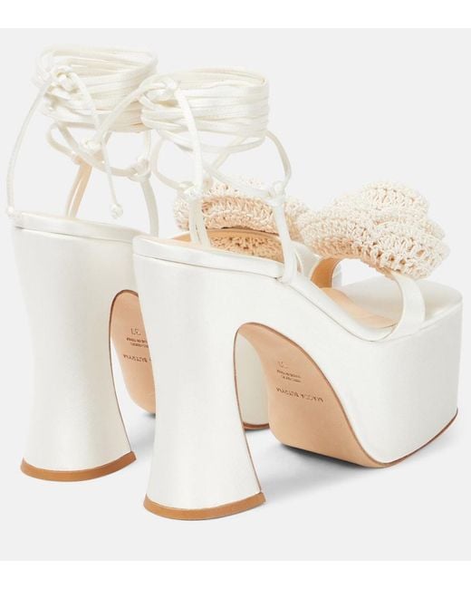 Magda Butrym White Floral-Applique Satin Platform Sandals