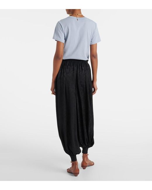 Chloé Black Silk Jacquard Wide-Leg Pants
