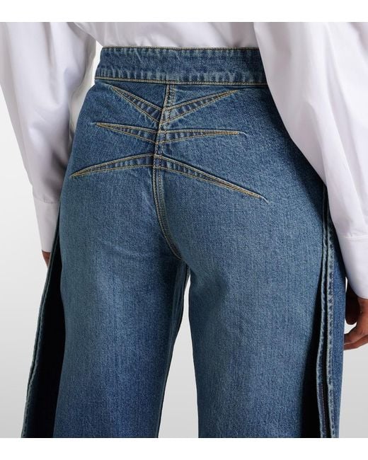 Alaïa Blue Petal High-Rise Barrel-Leg Jeans