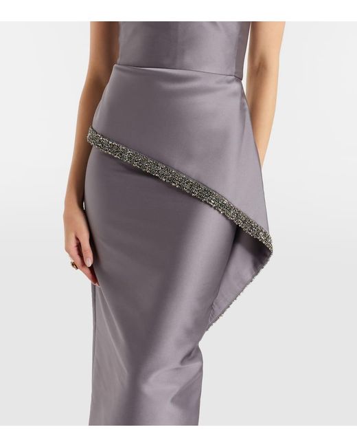 Roland Mouret Purple Crystal-Embellished Taffeta Gown