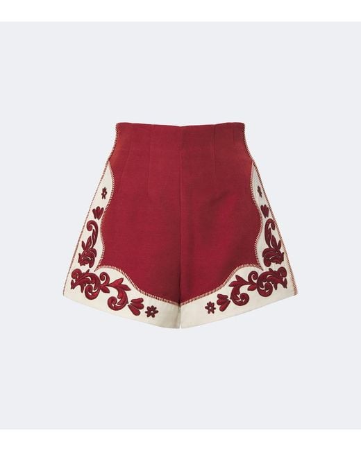 ALÉMAIS Duke Embroidered Wool-Blend Shorts