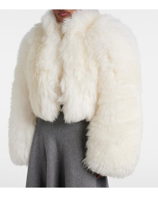 Alaïa White Cropped Shearling Jacket