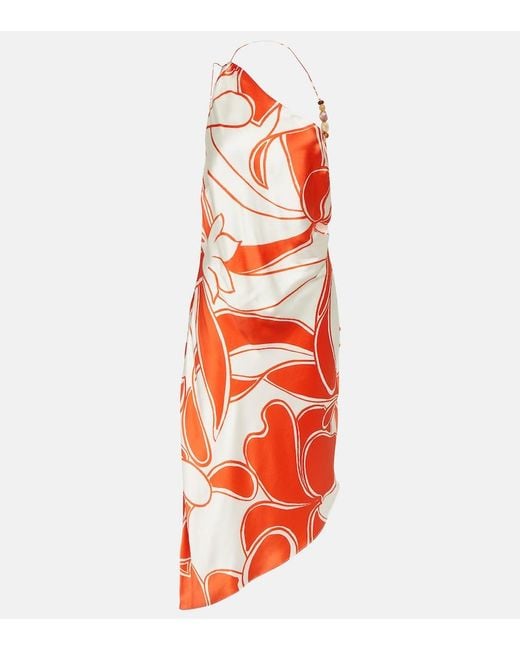 Sir Red Ramona Printed Silk Midi Dress