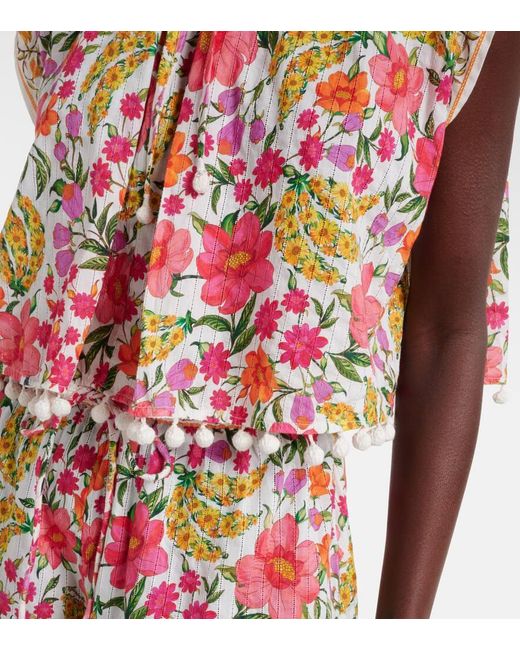 Farm Rio Pink Bedruckte Bluse Banana Flowers Aus Baumwolle