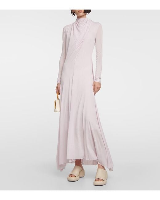 Jil Sander Pink Draped Crepe Gown