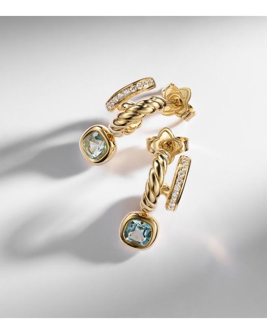 David Yurman Metallic Dy Mercer 18Kt Earrings With Topaz And Diamonds