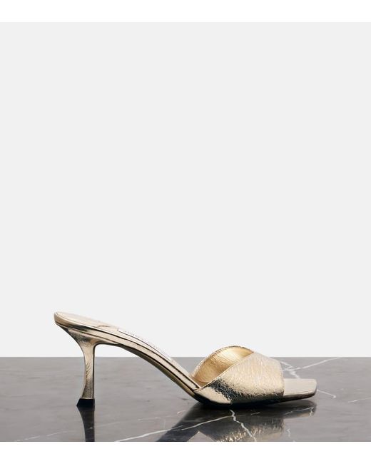 Jimmy Choo Natural Pantoletten Skye 70 Aus Metallic-Leder