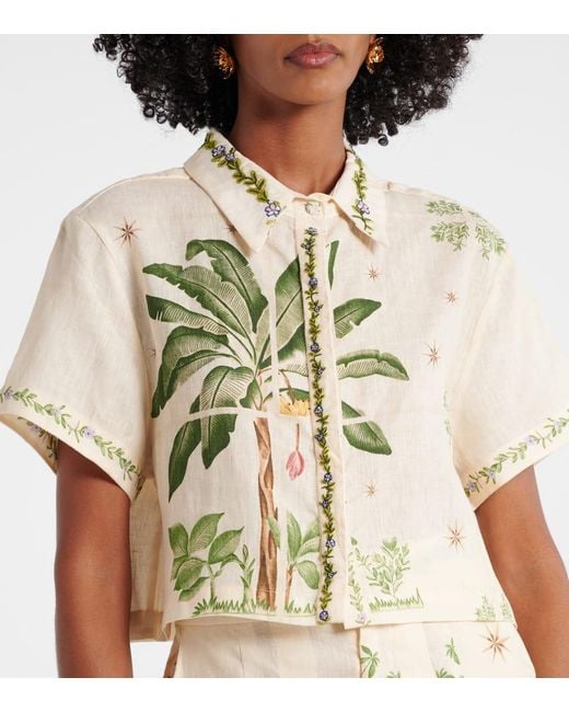 Agua Bendita Metallic Virtuosa Wild Embroidered Linen Shirt