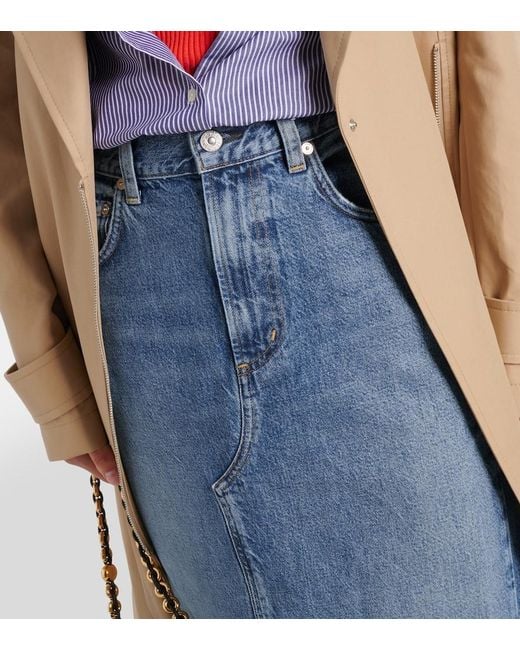 Citizens of Humanity Blue Circolo Reworked Denim Maxi Skirt