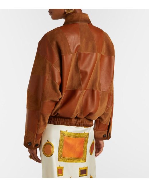 Versace Brown Leather And Suede Blouson Jacket
