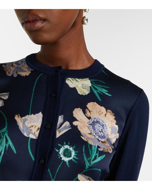 Erdem Blue Floral Wool Cardigan