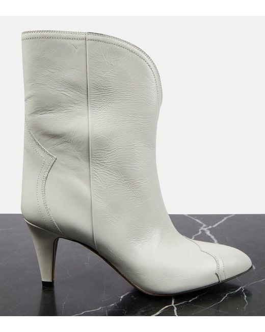 Isabel Marant White Patent Leather Ankle Boots