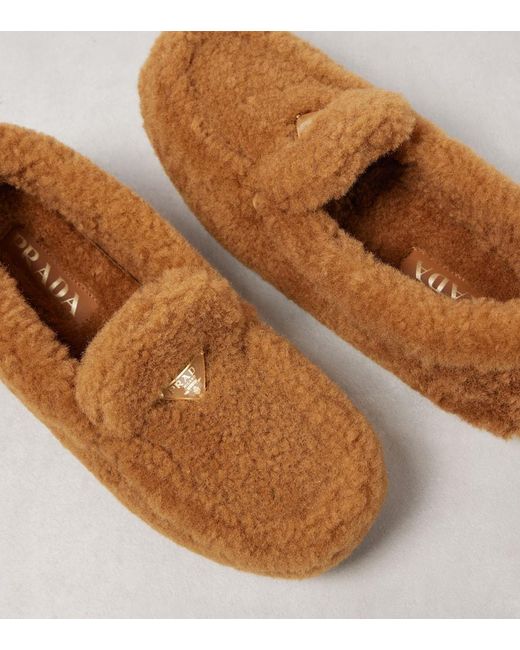 Prada Brown Shearling Driving Loafers