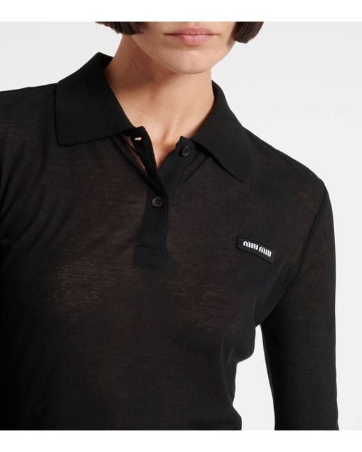 Miu Miu Black Polokleid Aus Baumwoll-Jersey