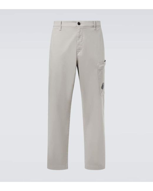 C P Company Gray Lens Cotton Sateen Cargo Pants for men