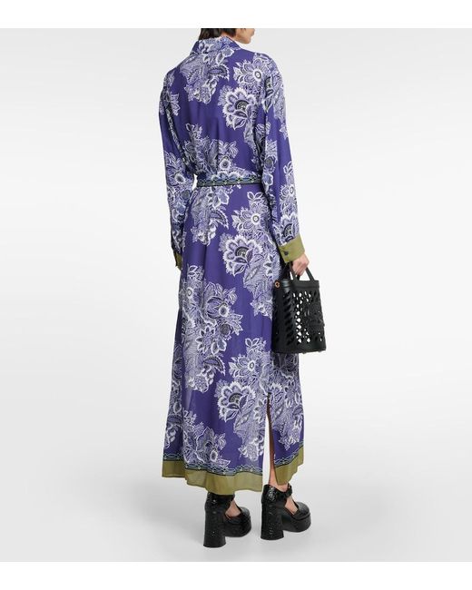 Etro Blue Floral Bandana Print Chemisier