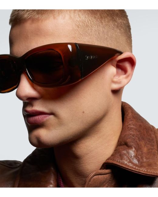Saint Laurent Brown Sl 901 Howl Oversized Sunglasses for men