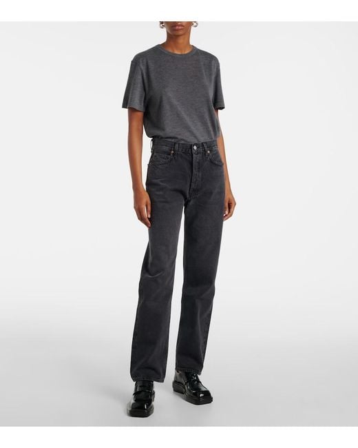 Agolde Blue '90S Pinch Waist High-Rise Straight Jeans
