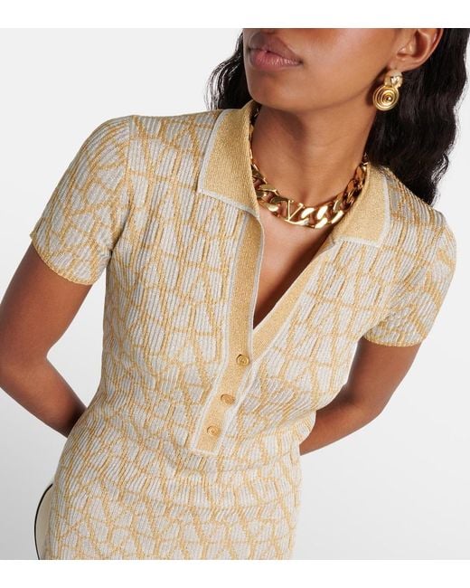 Valentino Natural Toile Iconographe Lame Jacquard Midi Dress