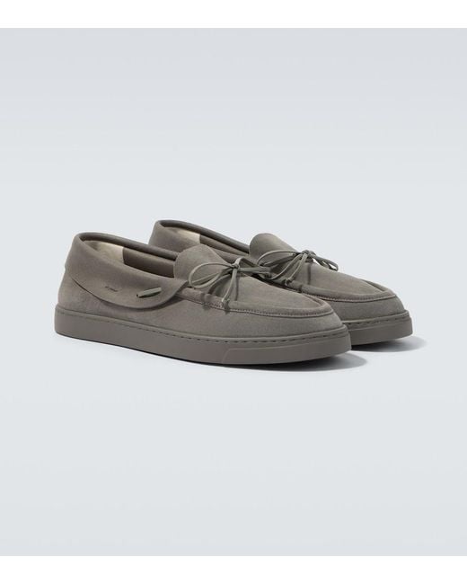 Giorgio Armani Gray Suede Loafers for men