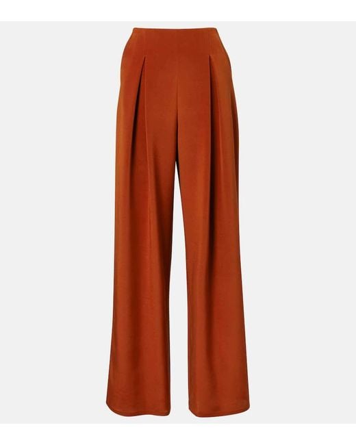 Max Mara Orange Palude Silk-Blend Crepe Wide-Leg Pants
