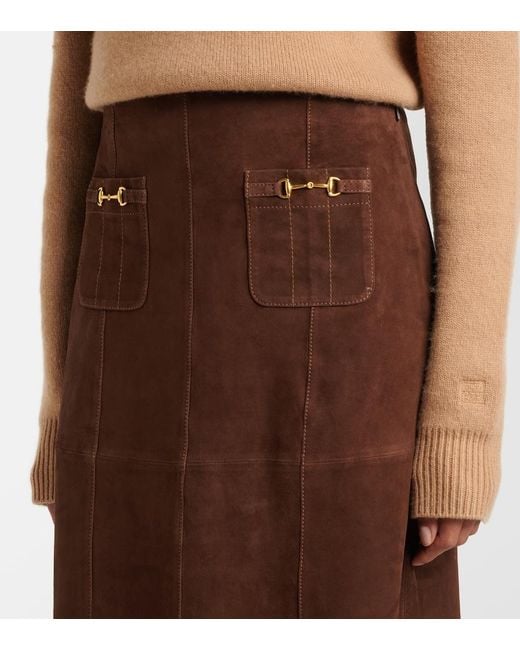 Rixo Brown Edwina Suede Skirt
