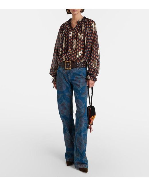 Etro Blue Floral Flared Jeans