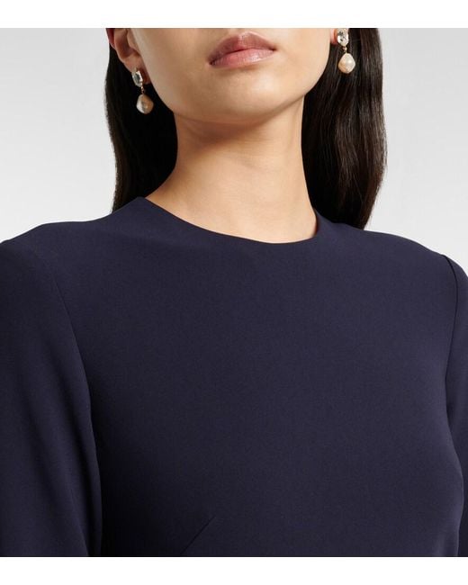 Costarellos Blue Nevina Crystal-Embellished Crepe Gown
