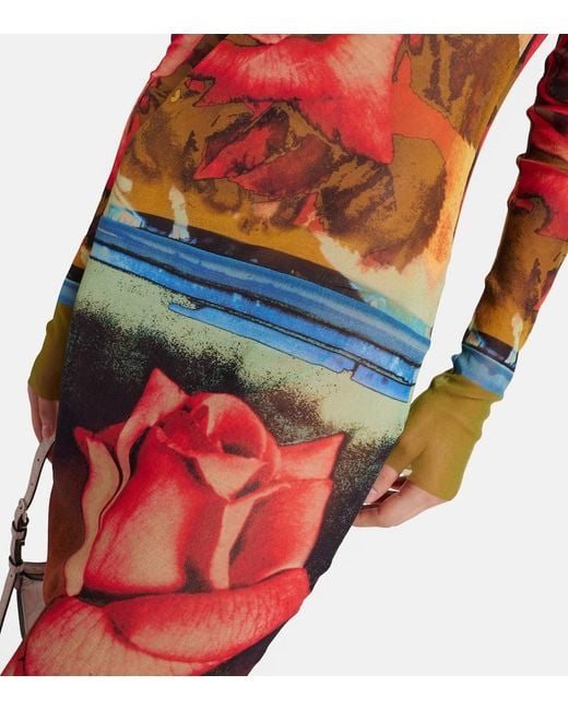 Jean Paul Gaultier Multicolor Bedrucktes Midikleid