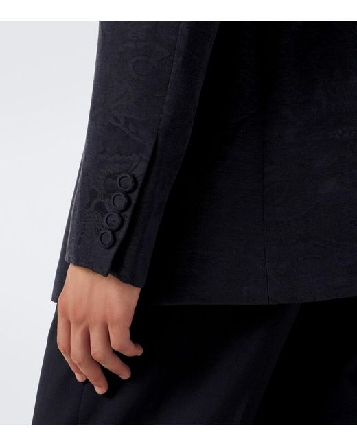 Valentino Black Floral Jacquard Linen And Silk Blazer for men