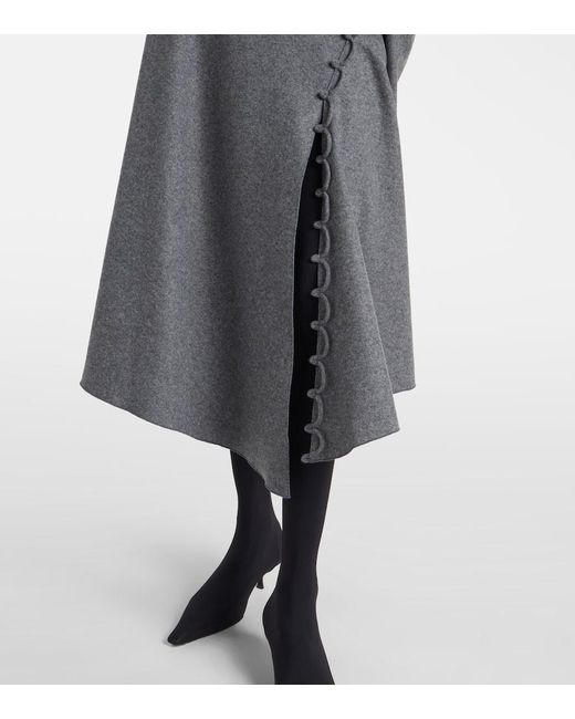 Victoria Beckham Gray Asymmetric Wool And Cashmere Midi Skirt
