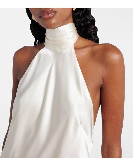 Vestido Corto Capucine De Saten De Seda Rixo de color White