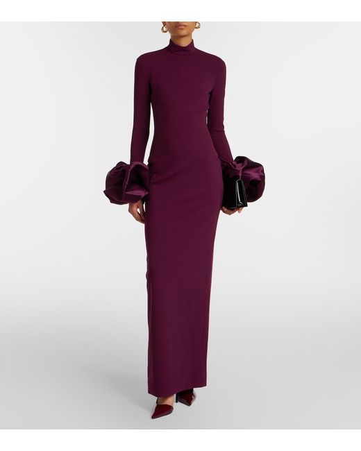 Solace London Purple Viviana Ruffled Gown