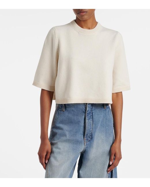 Alaïa White Cropped Cashmere And Wool-Blend Sweater
