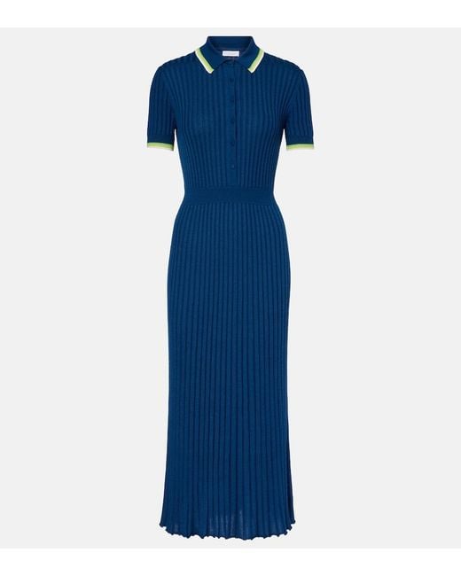 Gabriela Hearst Blue Eyot Cashmere And Silk Midi Dress