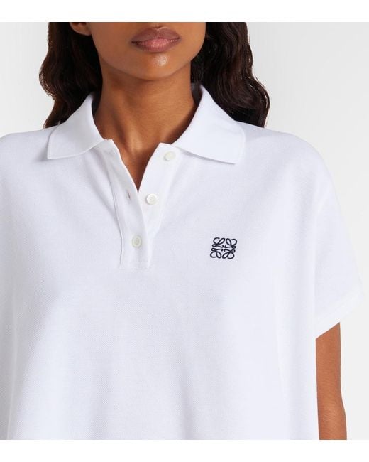 Loewe White Asymmetric Cotton Pique Polo Shirt