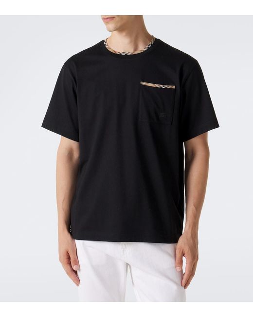 Burberry Black Check Cotton Jersey T-Shirt for men