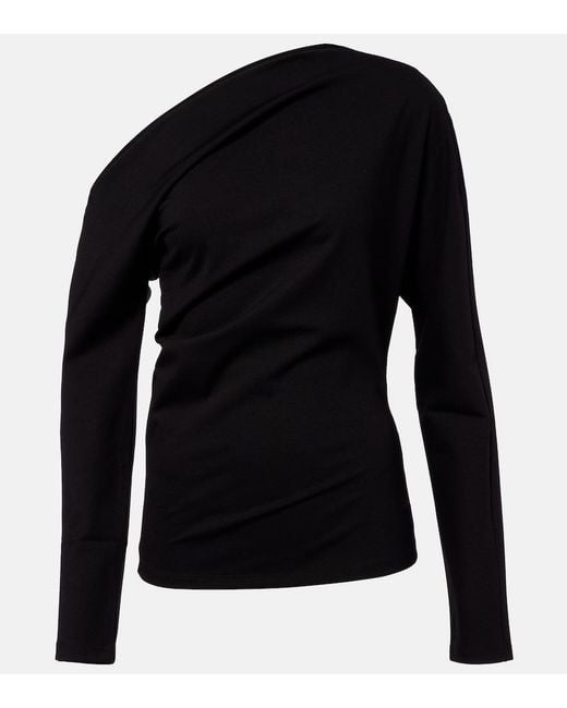 Rohe Black Draped One-Shoulder Top