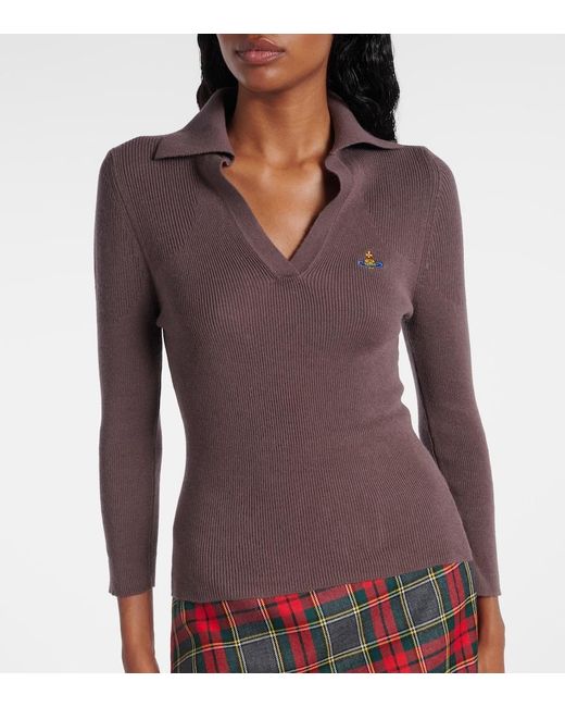 Vivienne Westwood Purple Marina Cotton And Cashmere Polo Sweater