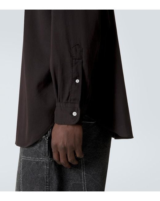 A.PRESSE Black Cotton Twill Shirt for men