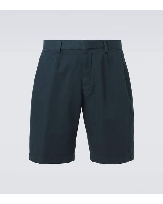 Shorts De Algodon Y Lino Zegna de hombre de color Blue