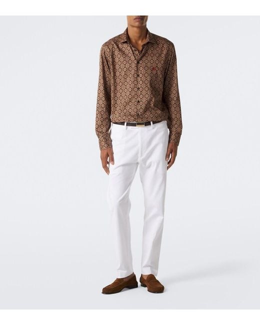 Etro Brown Printed Cotton Poplin Shirt for men